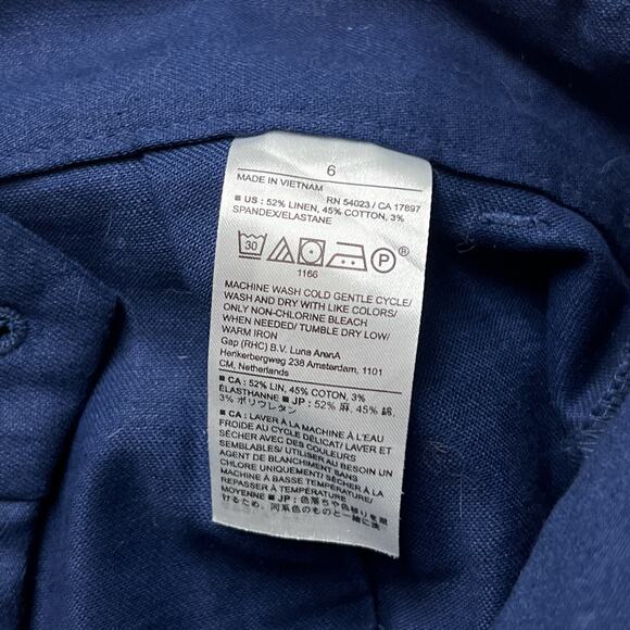 banana republic blue linen cotton high waisted pleated wide leg trousers pants - Picture 6 of 7